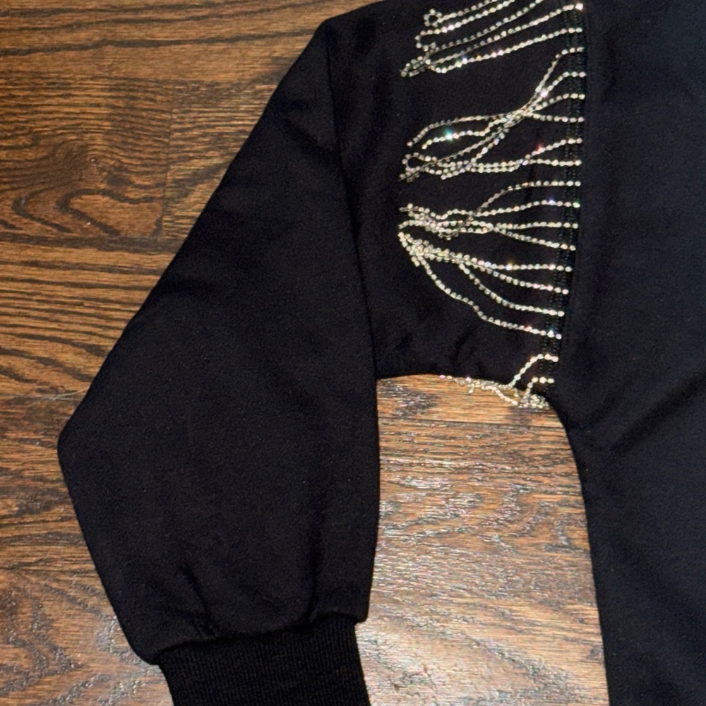 Skies are Blue Sweatshirt with Rhinestone Beaded Sleeves - Picture 4 of 9